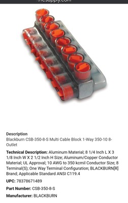 CSB 350-8 10-350 Clear Insulated Multi Tap