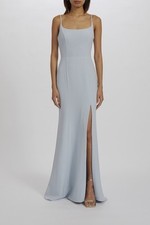 AMSALE BEATRIX DRESS spaghetti strap bridesmaid front split Ice blue 12 Prom