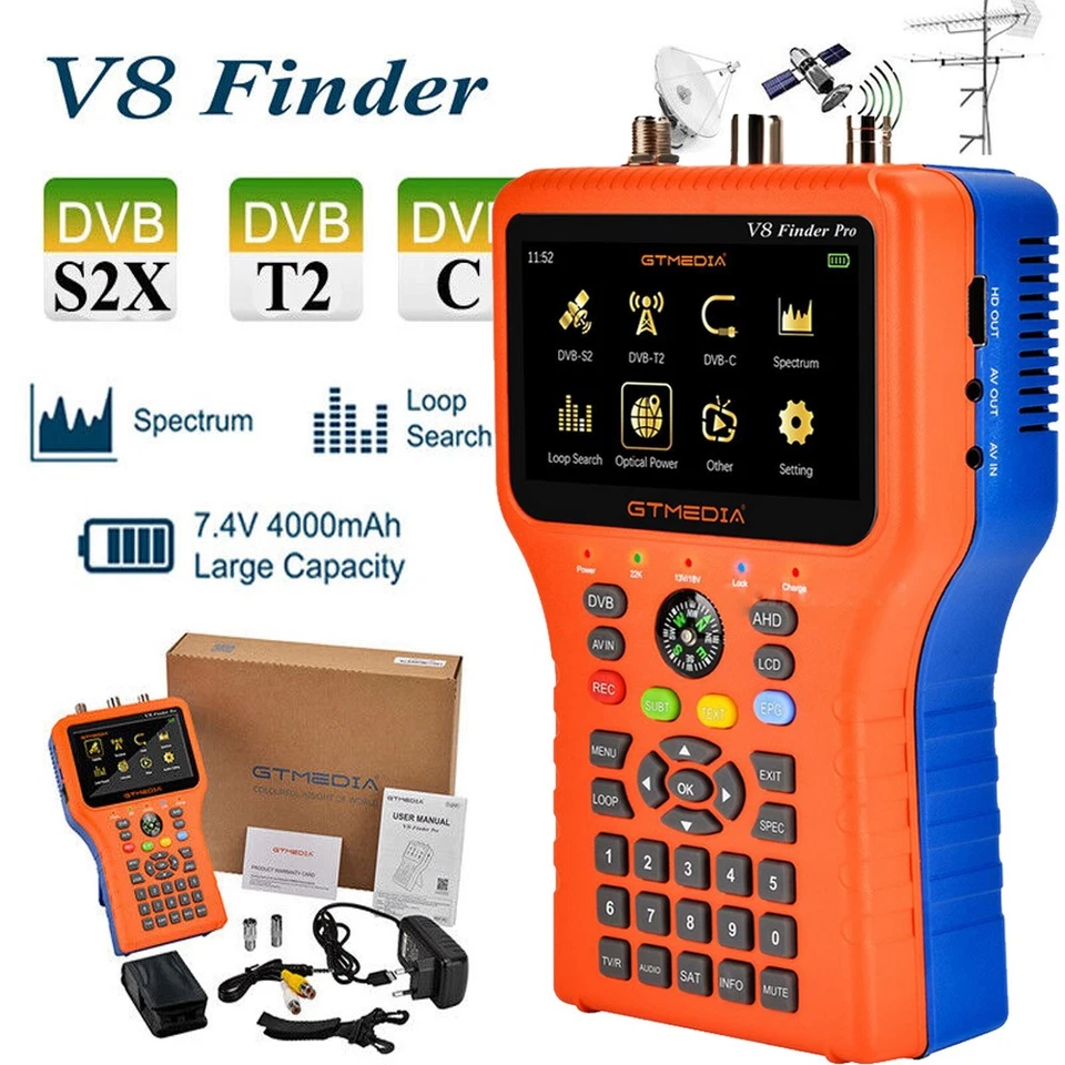 GTMEDIA V8 Finder Pro Digital HD DVB-S2/T2/Kable Combo Messgerät Satfinder H.265 - Bild 4 von 4