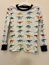 Pottery Barn Kids Boys Colorful Dinosaurs Cotton Long Sleeve PJ TOP ONLY White 6