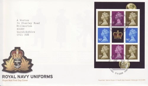 GB Stamps First Day Cover Booklet Pane Y1761l / DX47 Royal Navy Uniform PSB 2009