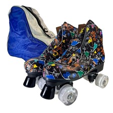 Roller Skates Light Up Wheels Graffiti High-top Leather Women size 43 No Laces