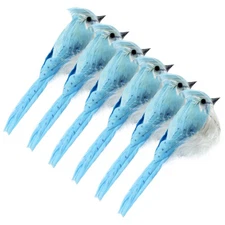 Blue Jays Artificial Birds 6pk; Imitation Feathered for Seasonal Decoration