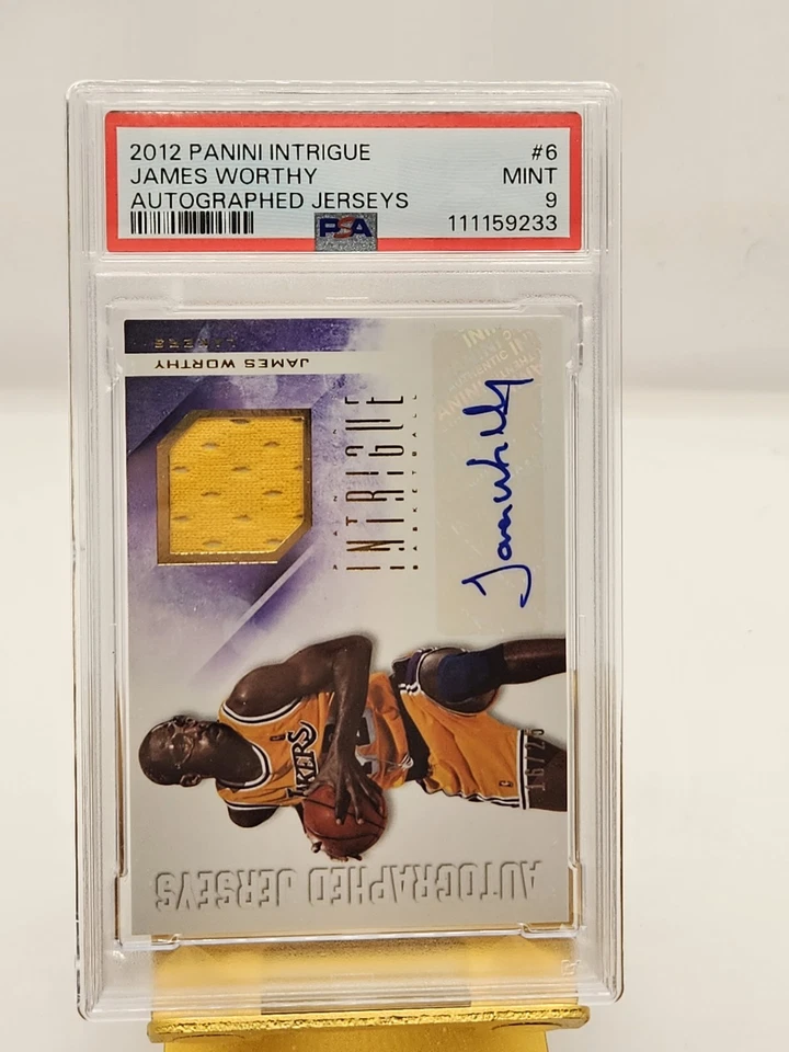 James Worthy 2012-13 Panini Intrigue Los Angeles Lakers Auto Jersey /25 PSA 9 - Image 2 of 3
