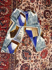 Jams World 50 Years Patchwork Abstract Print Pants Blue Multi Size Large
