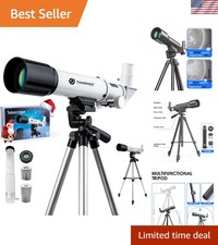 Kids Telescope Portable 50mm Aperture 360mm Focal Length with Smartphone Adapter