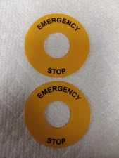 ALTECH CORP 2LP41 Pushbutton LEGEND PLATE 22mm EMERGENCY STOP