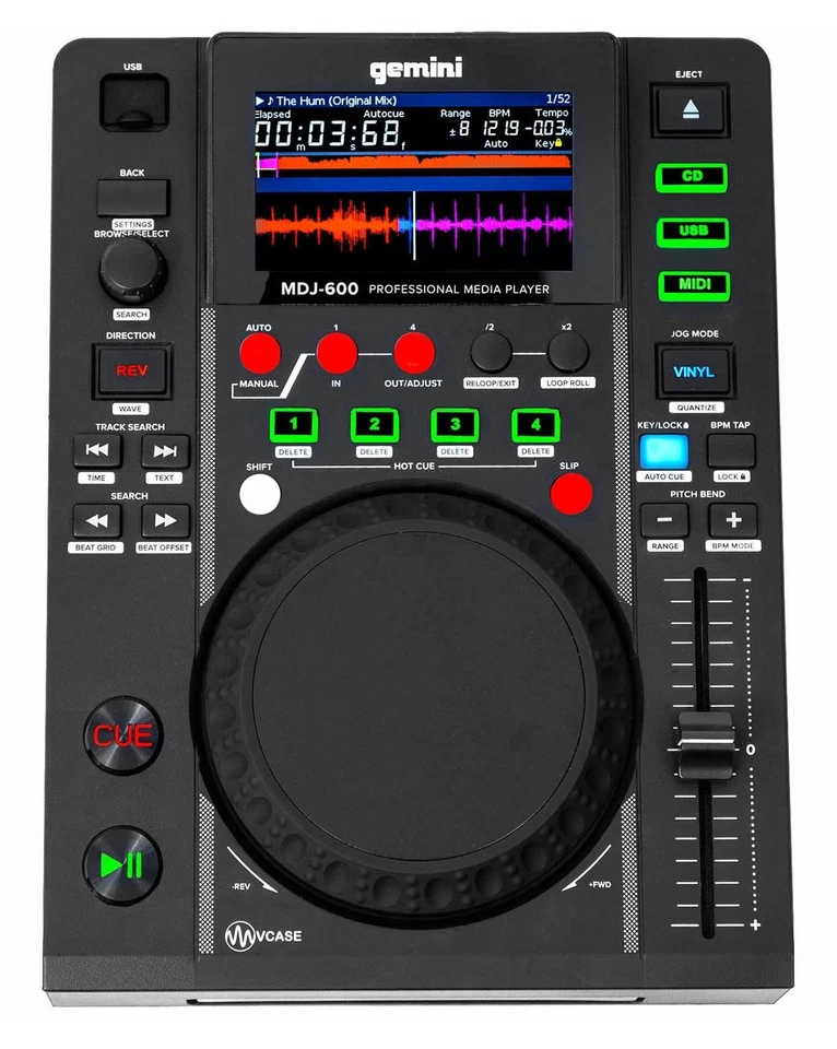 Gemini MDJ-600 Single Tabletop USB/CD Media Player DJ MIDI Controller+Backpack - Image 2 of 4