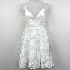 Lulus Floral Feelings White Jacquard Babydoll Mini Dress XS Bridal Angelcore