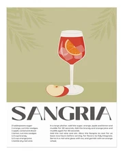 Stylish Sangria Poster Wall Art for Kitchen or Bar Decor Home Decor