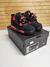 Nike Air Jordan 4 RETRO Red Thunder Kids Sneakers SZ 12C Spiderman Black New