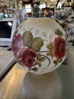 Vtg Milk Handpainted With Roses Lampshade Bottom Opening 4 Inches Top Three
