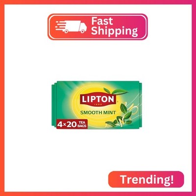 Lipton Smooth Mint Herbal Tea Bags with Lemon Peels, Caffeine Free Fruit and Her