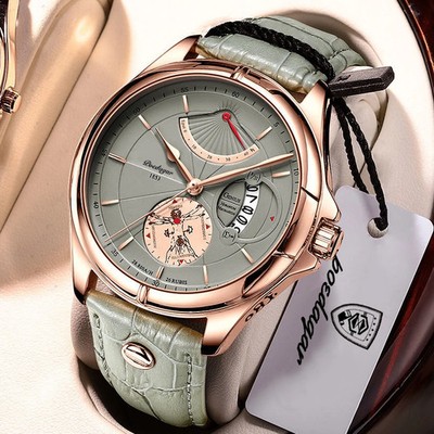 Luxury Men's Quartz Waterproof Watch Luminous Auto Date Leather Casual Style