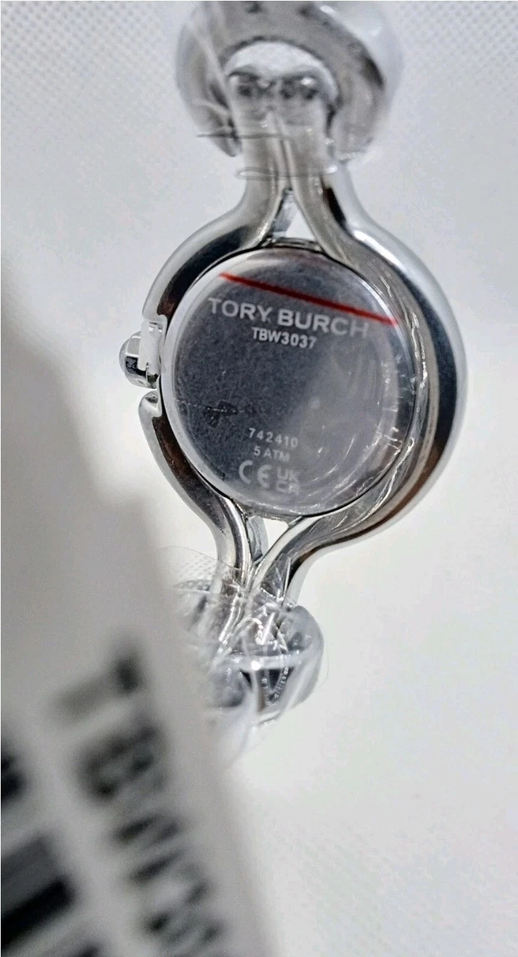 Orologio Tory Burch nodo intrecciato acciaio inox argento TBW3037 con etichetta e scatola