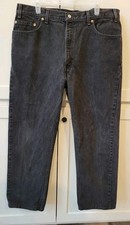 Vintage Made in USA Levi's 505 Straight Leg Red Tab 40 x 32 Black Denim Jean