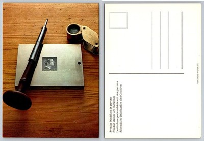 1974 Swedish Post Office Stamp Engraving Process Postcard Sverige