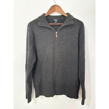 J.Crew 100 Lambswool Quarter Zip Sweater Men s M Charcoal Gray Mock Neck