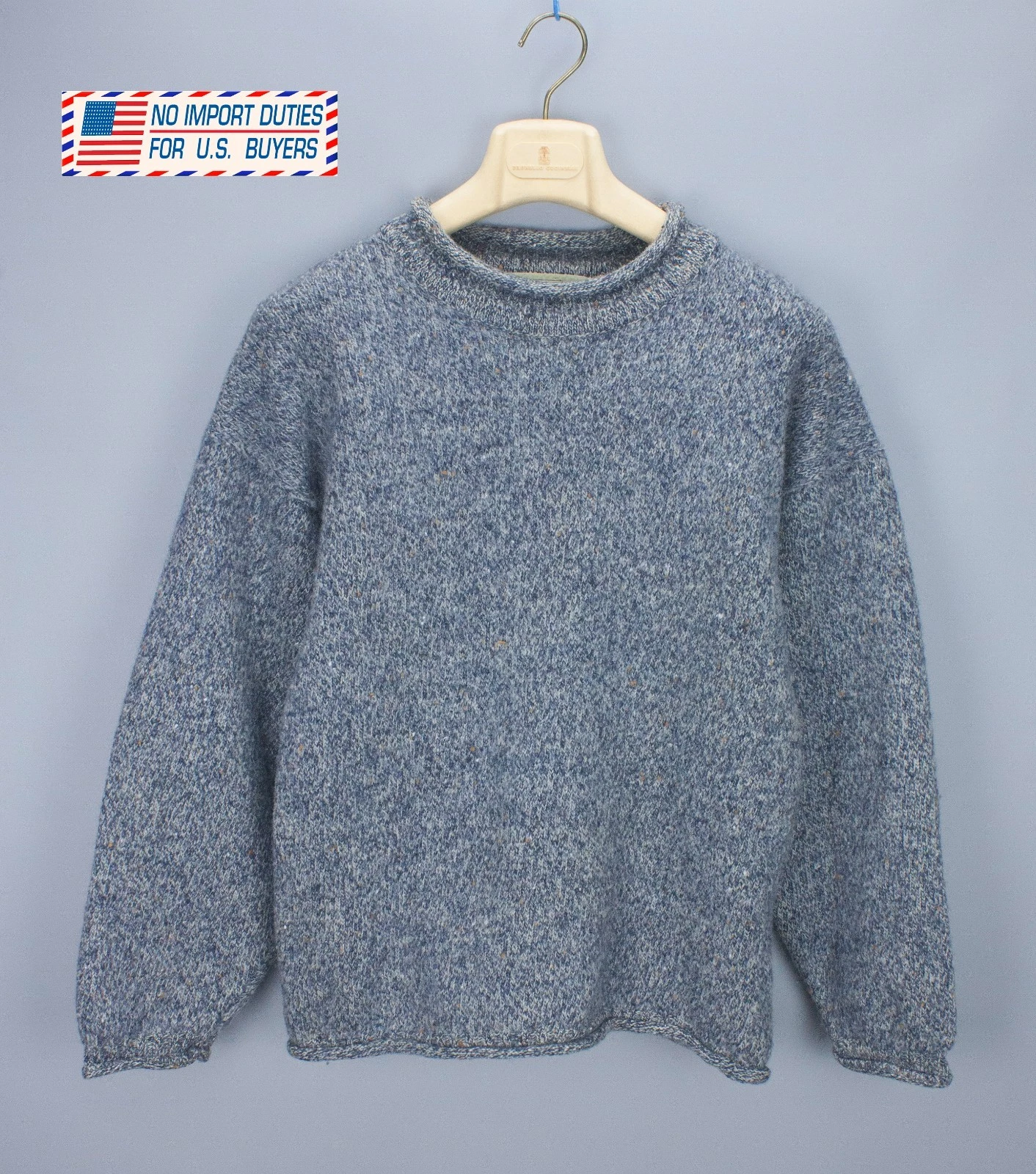 Nor Easterly Scotland Pure New Wool Knit Jumper Mens Small S Gray Blue