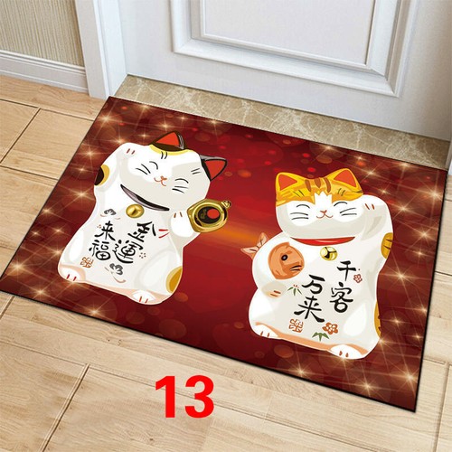 Lucky Cat Doormat Floor Mat Non-Slip Carpet Rug Velvet Cartoon Printed Style Mat - Picture 18 of 32
