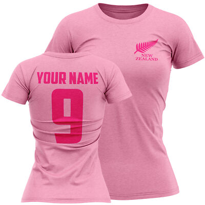 Personalisiertes rosa Neuseeland Damen-T-Shirt individuell Fußball Fan Damen Geschenk