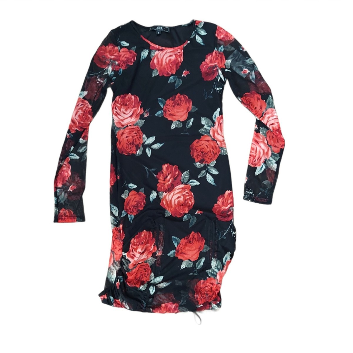 NWT Vibe Bodycon Black and Red Floral Print Long Sleeve Adjustable Dress Sz M | eBay NWT Vibe Bodycon Black and Red Floral Print Long Sleeve Adjustable Dress Sz M | eBay