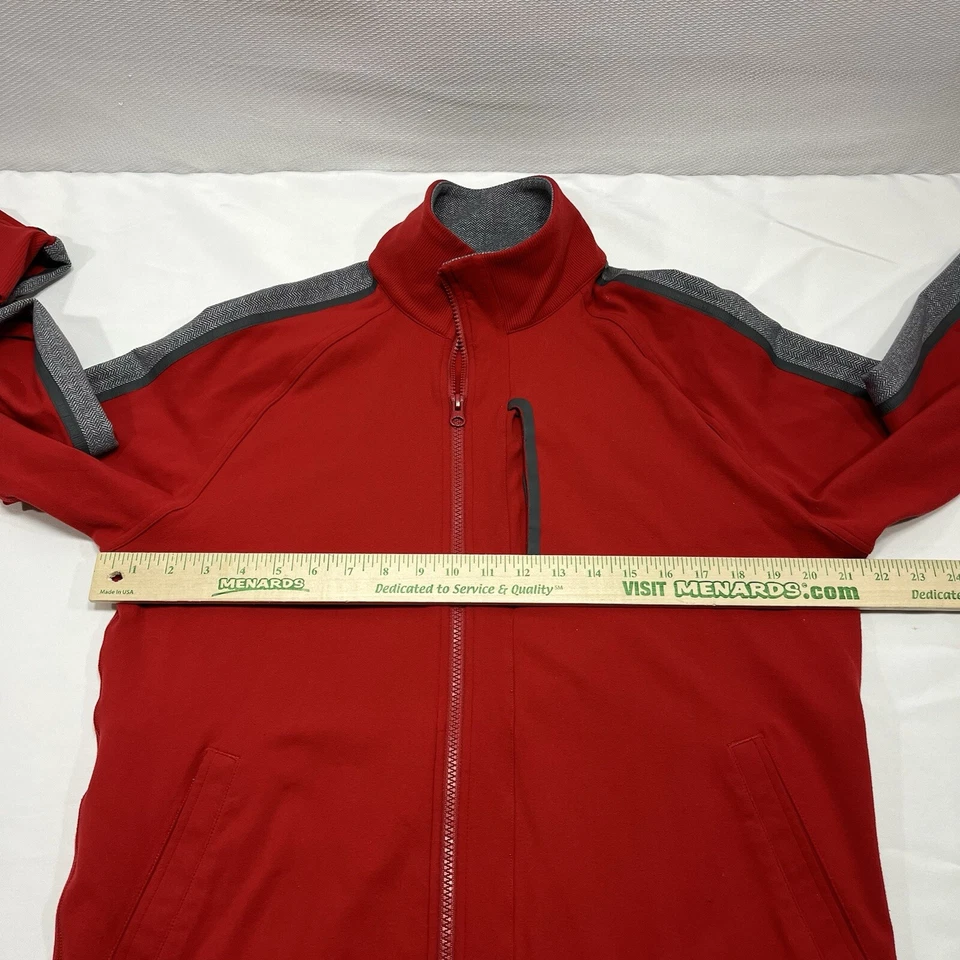Casaco básico Lululemon masculino M/L vermelho cinza zíper completo atlético pista - Leia - Imagem 4 de 4