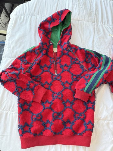 Gucci Kids Red Knit Joggers, Red With blue GG Size 12 - Picture 6 of 13