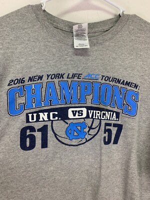 2XL 2016 New York Life ACC Tournament Champions UNC Virginia 61 57 T-Shirt  Gray