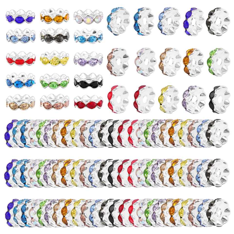50 piezas cuentas de diamantes de imitación espaciadores redondos de plástico para pulseras joyería artesanía 10 mm Foto 4 de 4