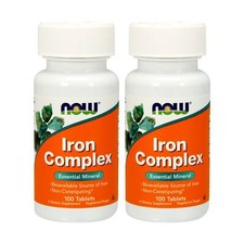 2 X Now Iron Complex Non Constipating Essential Mineral 100 Tablets