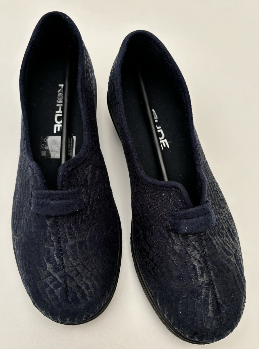 New Rohde Ladies Shoes Navy Loafers Slip On Wedge Comfortable