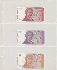 Croatia / Kroatien - Satz alle 12 Dinara Banknoten 1991-1993 UNC - Pick 16-27