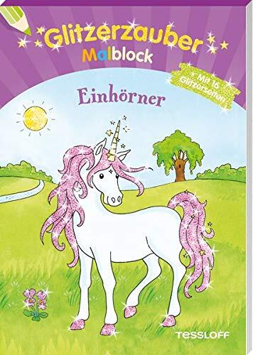 Corina Beurenme Glitzerzauber Malblock Einhörner: Mit 16 Glit (Copertina rigida)