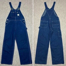 Rare 90s Carhartt USA Made Denim Overalls 88FB W34 L30 Dark Indigo Fringe