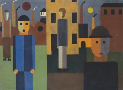 Franz Wilhelm Seiwert : 4 Men in Front of Factory : Archival Quality Art Print