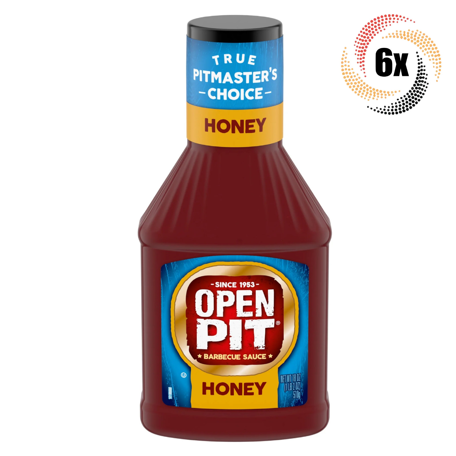 6x Бутылок соуса для барбекю с медовым вкусом Открытая яма | 18 унций | Выбор Pitmasters
