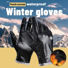 Winter Outdoor Sports Riding Warm Leather Gloves Windproof Touch Screen Gloves
