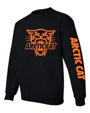 ARCTIC CAT Black CREW NECK SWEATSHIRT Snowmobile PICK COLOR  XF ZR ATV front/slv