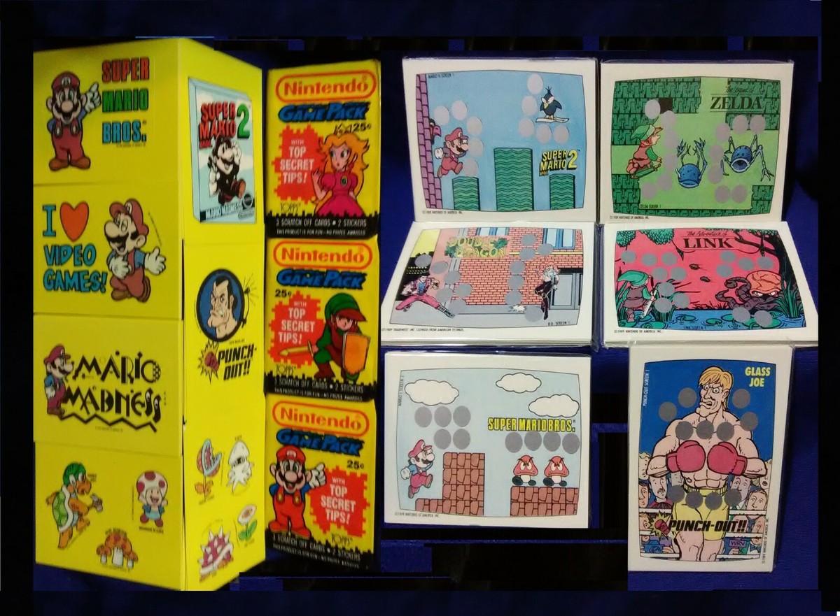 1989 Topps Nintendo Game Pack Scratch Card (60) & Sticker (33) SET