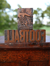 Vintage Football Typeset Letterpress Printing Block College University Antique