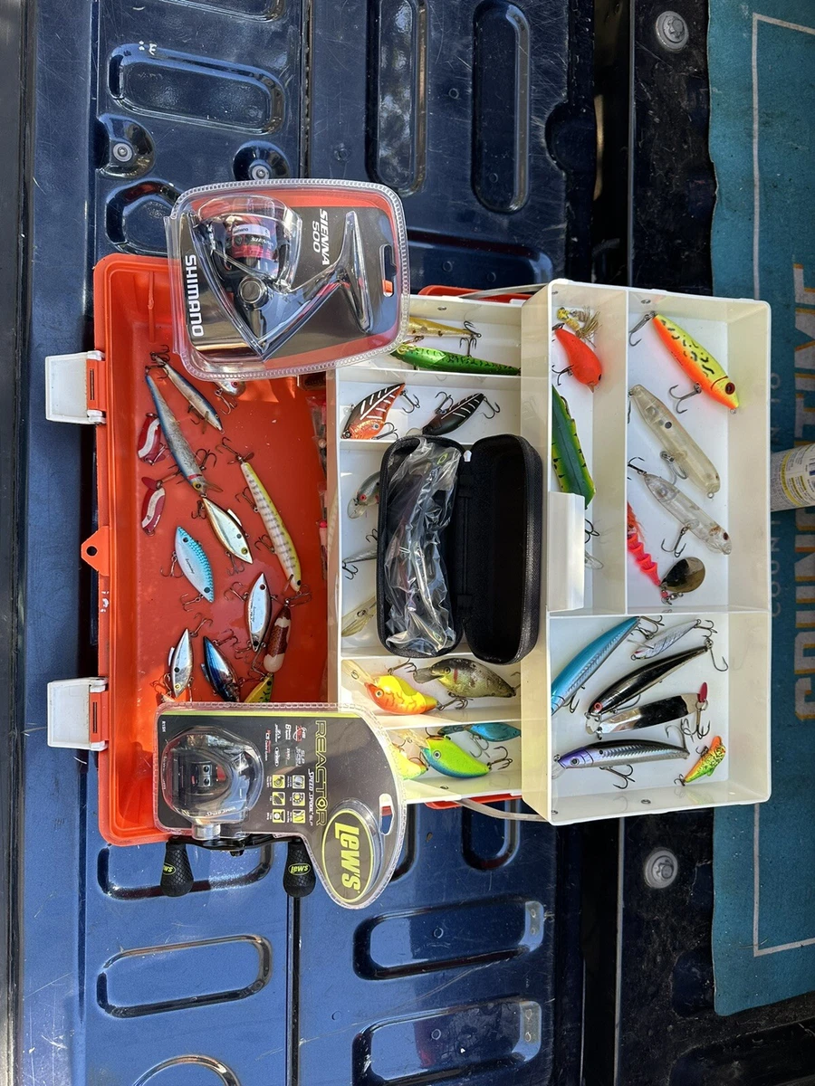 LARGE FLAMBEAU Fishing Tackle Box Full- FULL OF LURES, 2 NEW LEW'S