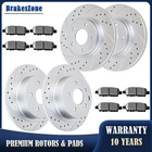 Fit for Nissan Altima 2007-2013 Front and Rear Slotted Brake Rotors Pads Brakes