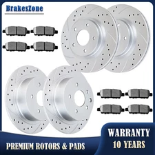 Fit for Nissan Altima 2007-2013 Front and Rear Slotted Brake Rotors Pads Brakes