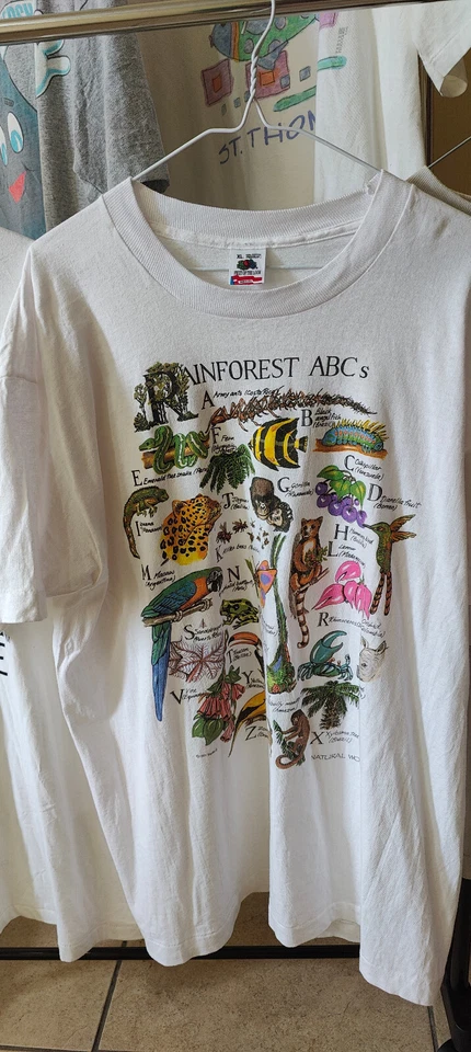 Camisa Maravillas Naturales Años 90 De Colección Talla XL Selva Tropical ABC’s Animales Envejecidos Foto 2 de 4