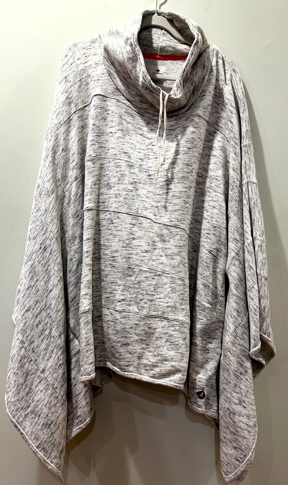 Sperry Cowl Neck Poncho Gray Speckled Off White Comfy Spring/Fall/Summer Night