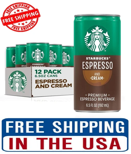 Starbucks Ready to Drink Coffee, Espresso & Cream, 6.5oz Cans 12 Pack