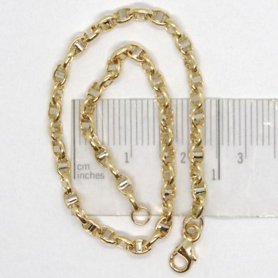 18K YELLOW WHITE GOLD 3 MM NAVY MARINER BRACELET 8.30 INCHES 21 CM MADE IN ITALY