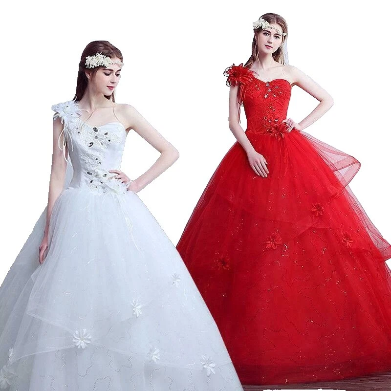 Embroidery One Shoulder Sleeve Wedding Dresses