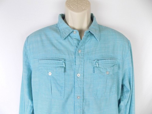Camicia carbonio media uomo blu acqua casual a quadri con bottoni manica lunga - Foto 2 di 6